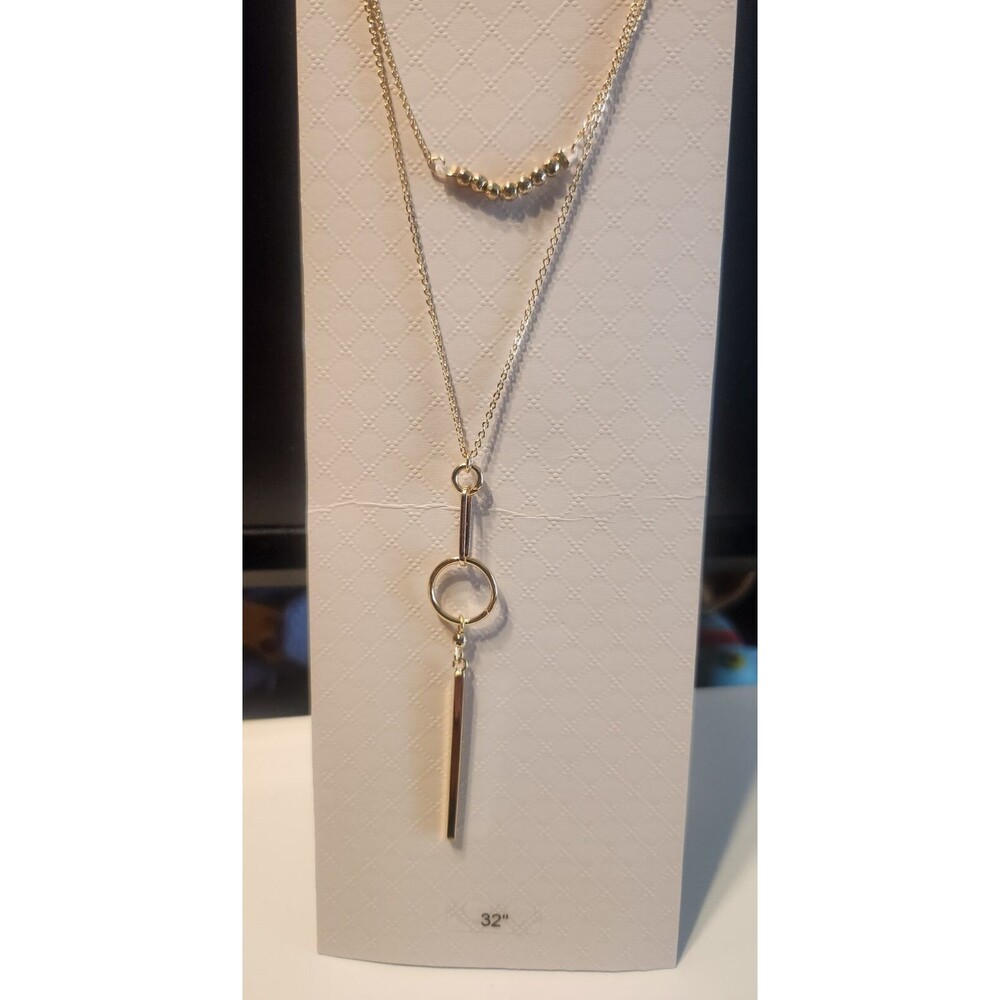 Mixit Delicates Gold Tone Layered Dangle Statement Necklace Long 32" NEW